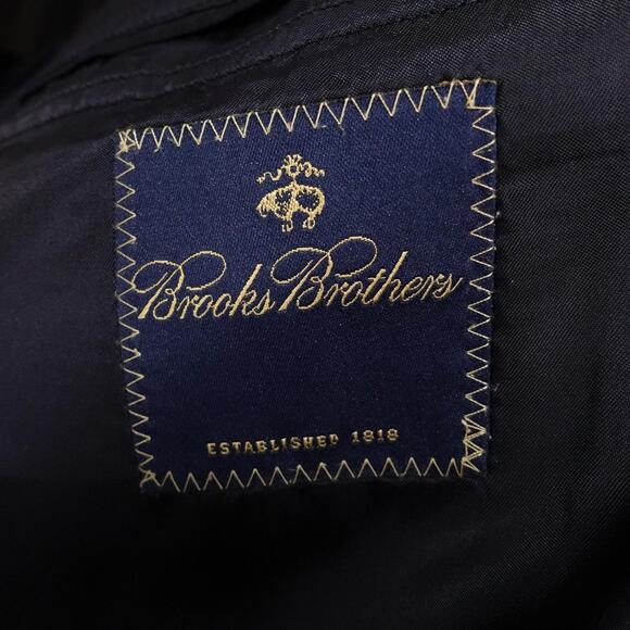 Brooks Brothers Blazer Mens 46R Navy Pinstripe Super 120s Wool Lined Two Button - Picture 9 of 11